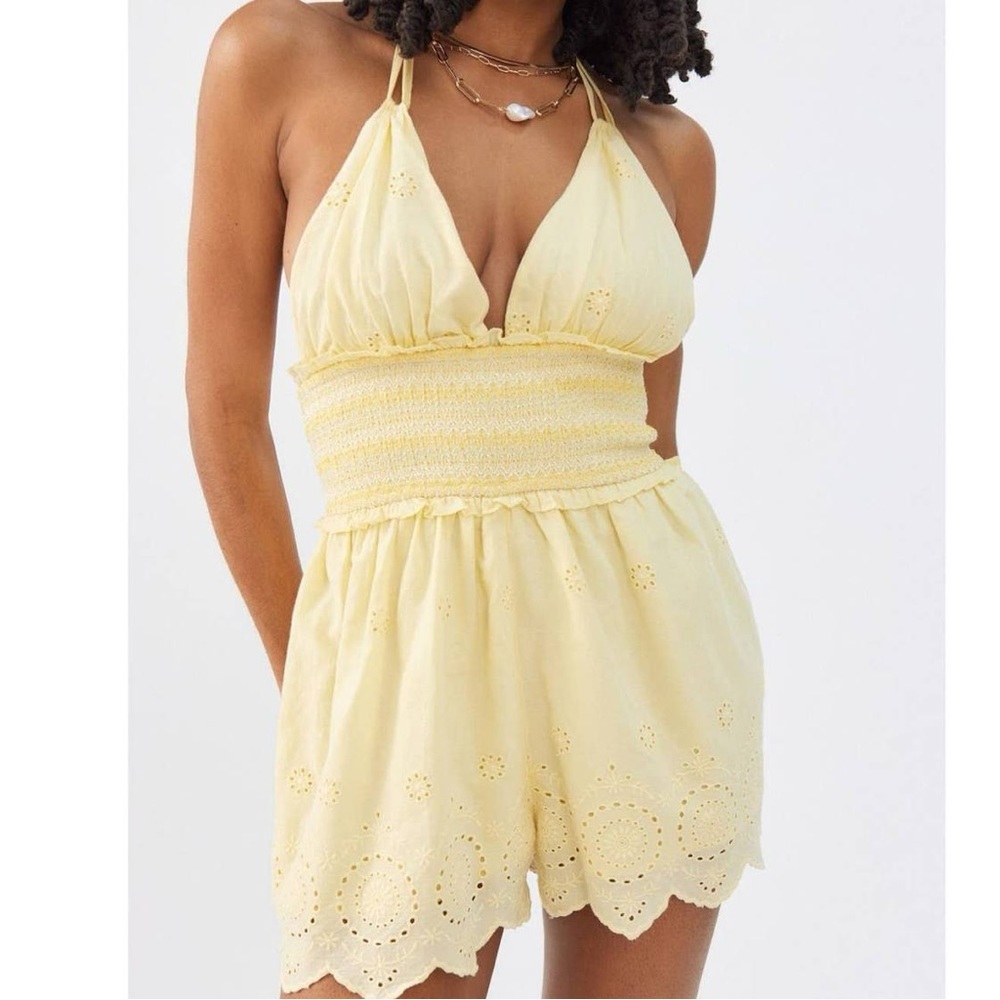 Urban outfitters pale yellow halter romper